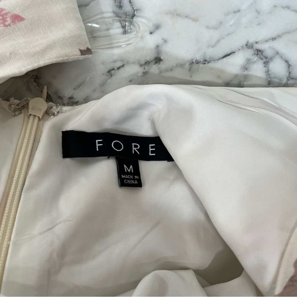 Fore Blossoming In Nature Floral Mini Dress (Ivory Multi) Square Neckline Pastel - Picture 13 of 13
